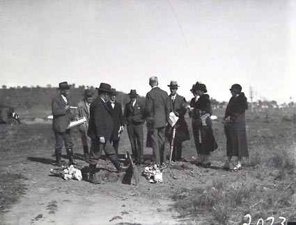 Tree planting ceremony in Commonwealth Avenue by members of the Town Planning Association