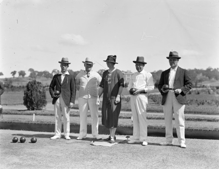 Opening of the bowling green at the Hotel Canberra by Lady Butters.