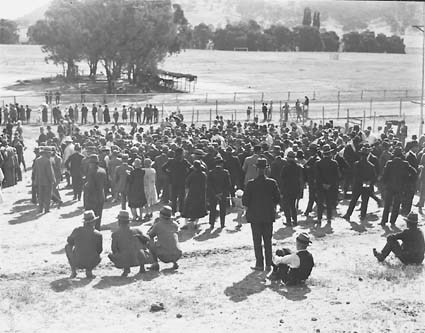Part of a crowd of race goers at the race meeting, Acton Race Course.
