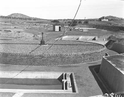 Weston Creek sewerage treatment works. Trickling filters completed.