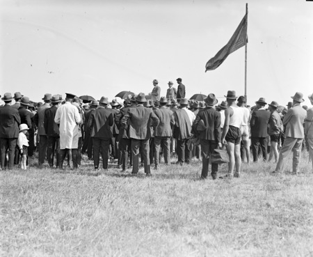 Presentation of Royal Humane Society's Medal to W E Johnson by Sir John Butters at Highland gathering, published in Canberra Community News, March 1927.
