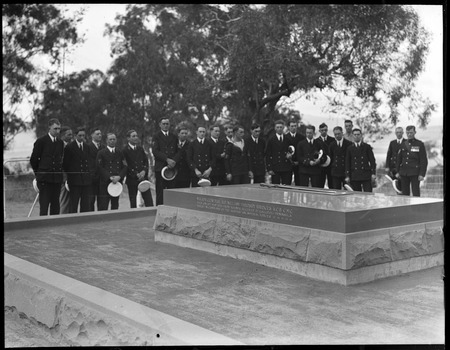 Visit to Canberra of Royal Navy Officers from HMS Renown - Party at the grave of General Bridges, Mount. Pleasant,Duntroon