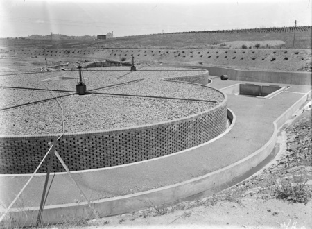 Weston Creek sewerage treatment works-trickling filters ready for use.