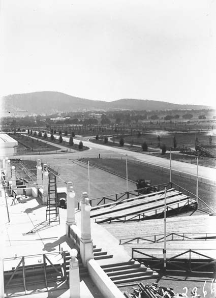 Entrance to Parliament House from the roof showing Spectator's stands