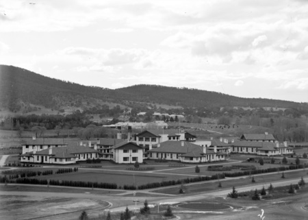 Commonwealth Avenue, Hotel Canberra and Acton Offices from West Block.