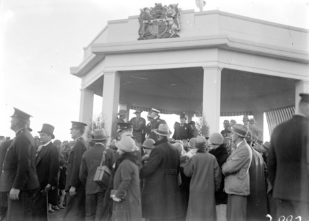 Royal Visit, May 1927. The dais for the Royal Review, York Park.