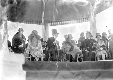 Royal Visit, May 1927. Some of the Royal party seated in the dais, Lady Butters, Duchess of York, Rt Hon S M Bruce.