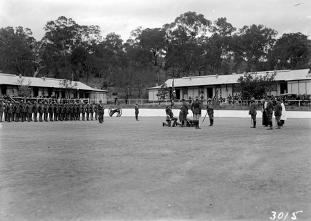 Royal Visit, May 1927 - Presentation Regimental Colours by the Duke of York on the parade ground at Duntroon