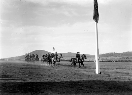 Royal Visit, May 1927 -The Duke of York on his black charger leading the Light Horse