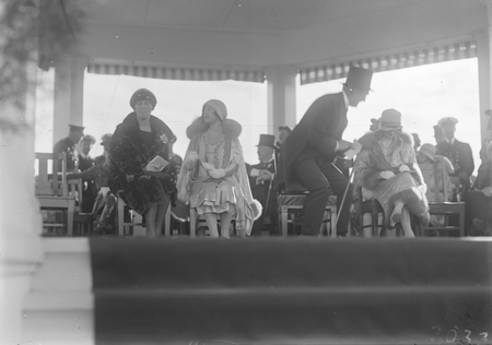 Royal Visit, May 1927. The dais at the Royal Review showing the Duchess of York and Prime Minister Hon S M Bruce.