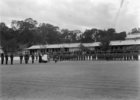 Royal Visit, May 1927. Parade at Duntroon, blessing the colours.