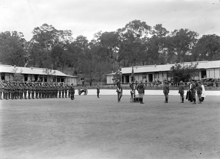 Royal Visit, May 1927. Royal  Parade at Duntroon. Presentation of the colours.