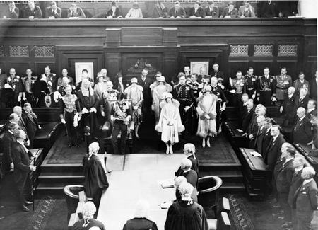 Royal Visit, May 1927. Ceremony inside the Senate Chamber [Copy photograph].