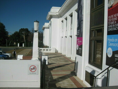 View across the front balcony of Old Parliament House