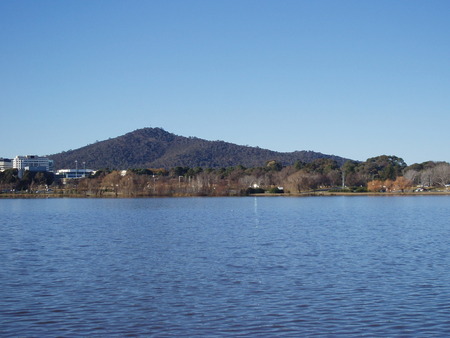 View from National Museum, Acton of Lake Burley Griffin, under which the site of the original Acton racecourse sits