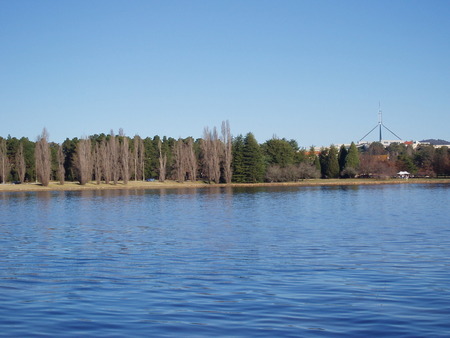 View from National Museum, Acton across Lake Burley Griffin in the direction of Old Parliament House