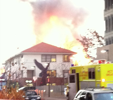 Hotel Acton on fire, June 2011.
