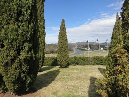 Provisional Parliament House is no longer visible, but the new one is now at the end of the avenue. 