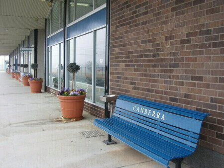 Potted flowers on the platform - modern day Canberra railway station