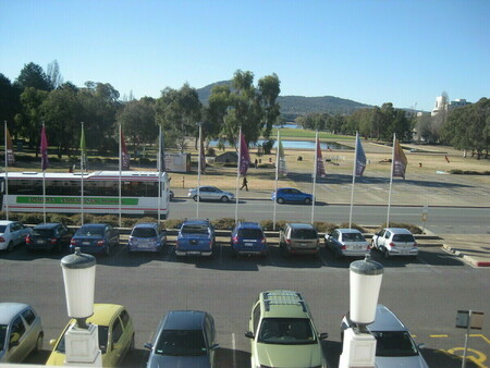 View from the top of the front steps looking towards Mt Ainslie