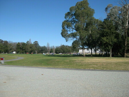 Distant view of Old Parliament House from Lake Burley Griffin