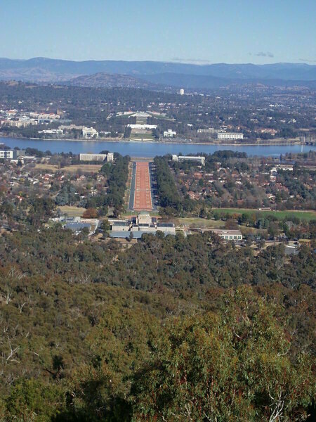 View of Anzac Parade from Mt Ainslie look out